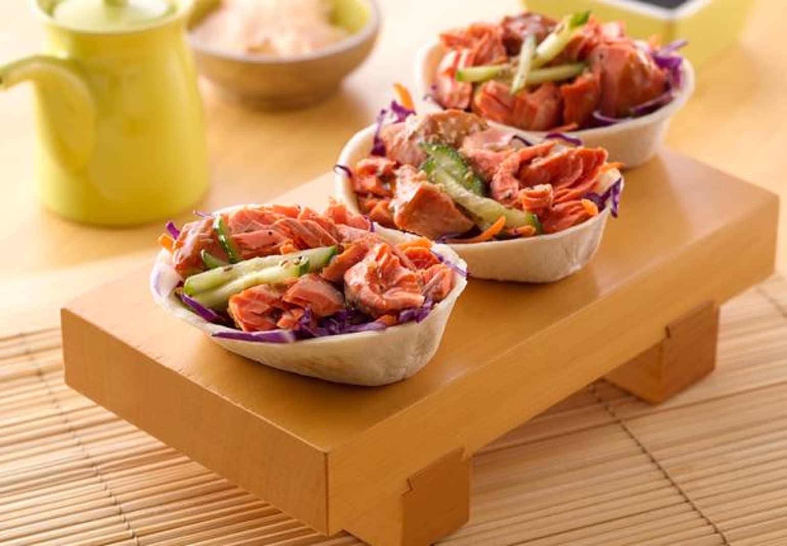 Teriyaki Salmon Mini Taco Bowls